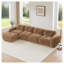 Canapé modulaire en L capitonné en velours avec repose-pieds mobile Camel, aucun assemblage requis-425447714