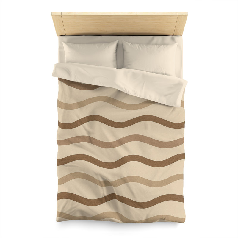 Microfiber Duvet Cover Boho Style, Design 29, Twin Duvet Cover, Brown/Beige/Cream