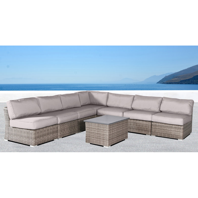 Ajahar Wicker Fully Assembled 6 - Person Seating Group with Sunbrella Cushions, Taupe