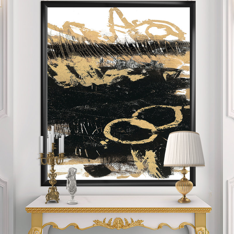 Gold and Black Drift III - reproduction d'art sur toile encadrée, H 40 po x l 30 po x P 1,5 po, Cadre noir