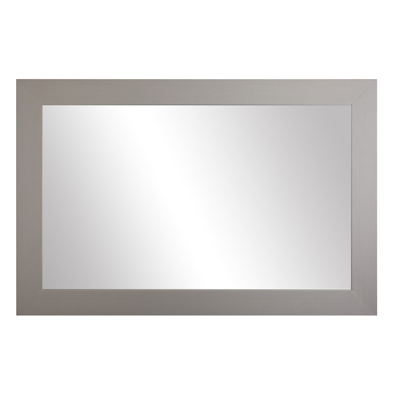 Shmuel Wood Framed with Safety Backing Ideal for Bathroom / Vanity Mirror, Stainless Steel, 30" x 54"
