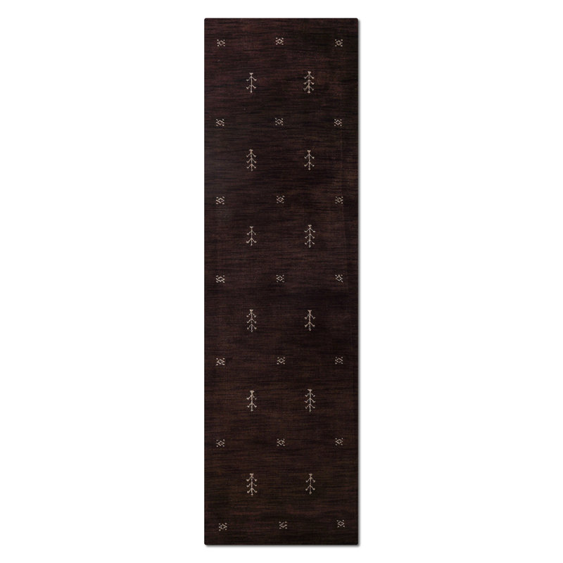 Tapis de couloir écologique en laine nouée à la main Ownby - Tapis de couloir | Brun et blanc | Design contemporain | Tapis de salon, chambre à coucher