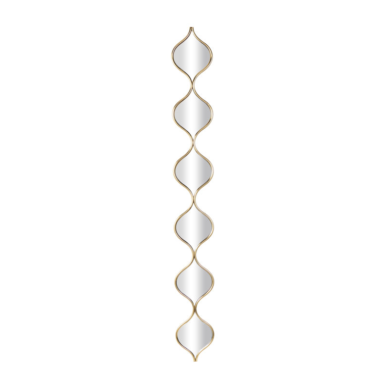 Patericia Metal Slim Stacked Chain 6 Layer Gold Wall Mirror with Tear Drop Pattern