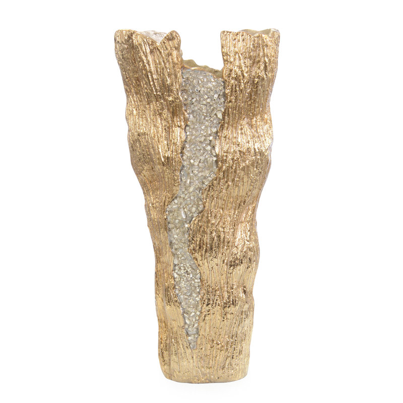 Cascade Vase, Small Nickel, 6.75" H x 10.5" W x 15.5" D, Brass