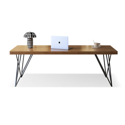 Bureau d'écriture rectangulaire en bois massif brun noisette