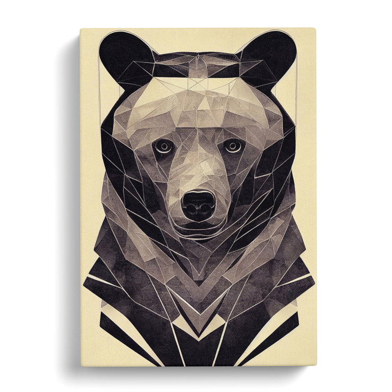 Bear Portrait No.2 Abstract - Wall Art, Wrapped Canvas, 50cm H x 35cm W, No Matte