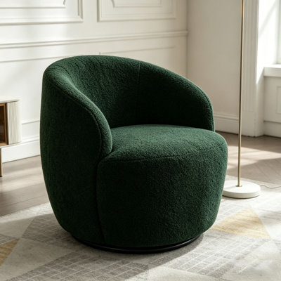 Fauteuil demi-tonneau pivotant avec anneau en métal thermolaqué noir