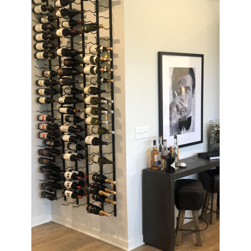 Chicago 48 Bottle Wall Mounted Wine Bottle Rack Kit, Matte Black