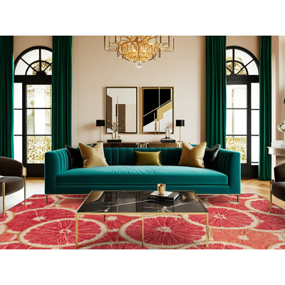 Tapis lavable rose pamplemousse