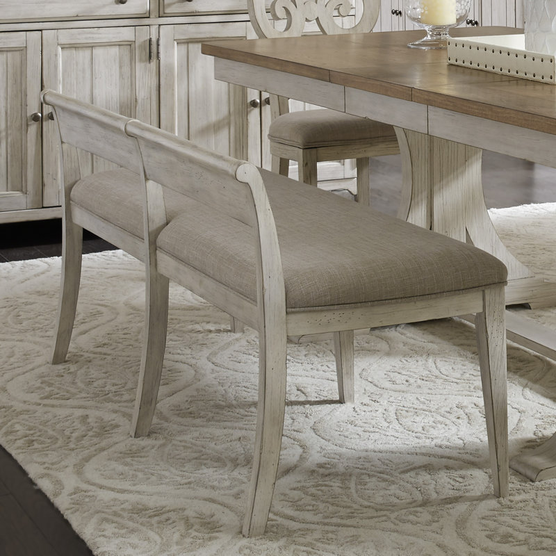 Harlowe 6 Person Trestle Dining Table Set w/ 18" Leaf, 6 Pieces: Table, Bench, 4 Chairs