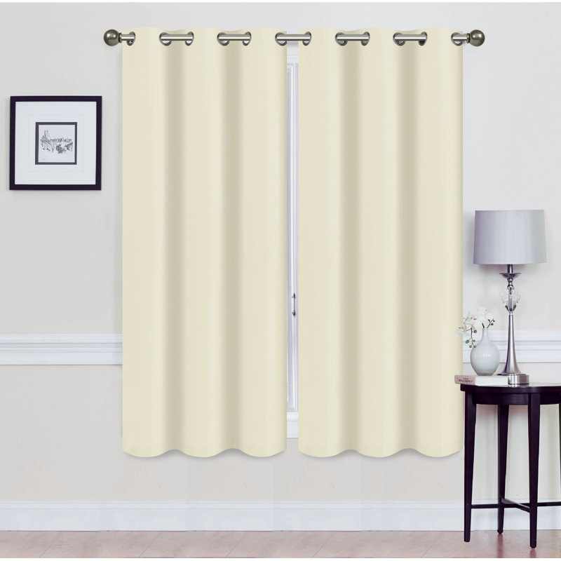 Solid Blackout Thermal Grommet Curtain Panel Set, Ivory, 38" W x 63" L