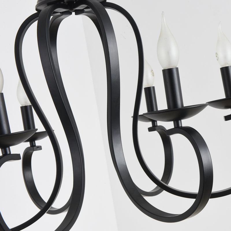 Lustre 6 lumières façon bougie Kulpsville, Noir