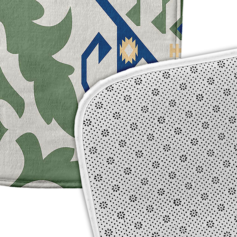 Tapis de bain Happy Hippy, L 17 po x L 24 po, Bleu et vert