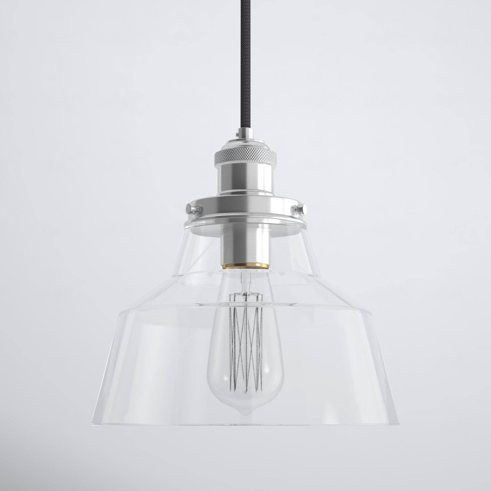 Topanga Single Light Glass Dimmable Pendant, Polished Nickel