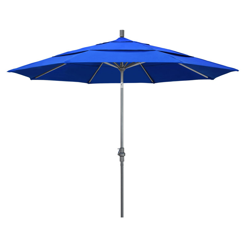 Parasol de marché Broadmeade octogonal Sunbrella, Toile Sunbrella® bleu pacifique, Gris martelé