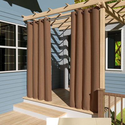 Outdoor Curtain Grommet Top, Waterproof Black Out Thermal Insulated Outdoor Bedroom Livingroom Curtains, Effective Sun and Privacy Protection Curtain, for Balcony Terrace Pergola Indoor, Single Panel, 80" W x 84" L Brown