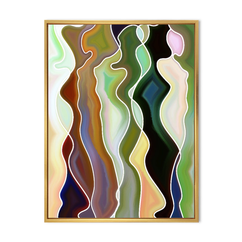 «Abstract Colorful Colorful Curves», impression sur toile, H 32 po x l 24 po, Cadre flottant doré