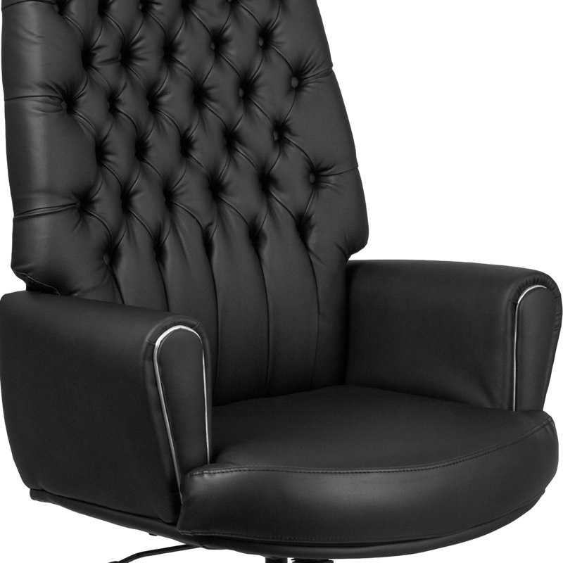 High Back Traditional Tufted LeatherSoft Executive Swivel Office Chair, Black