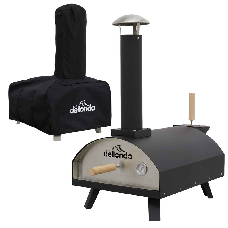 Dellonda Stainless Steel Countertop Wood Burning Pizza Oven, Black