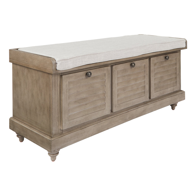 Almira Polyester Blend Upholstered Storage Bench, Antique Gray