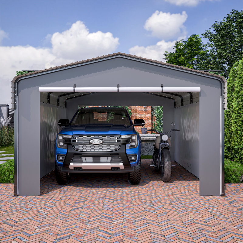 13 Ft. W x 20 Ft. D Carport Kits with Galvanized Steel Roof & Removable Sidewalls