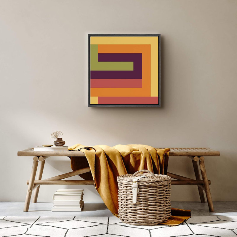 Jaune, orange, rouge, brun, vert, blocs de couleur, formes géométriques, minimalisme, bohème, coloré, Noir