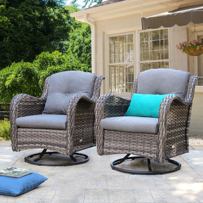 Linkwood Swivel Premium All-Weather Wicker Outdoor Lounge Chair, Cushions Included