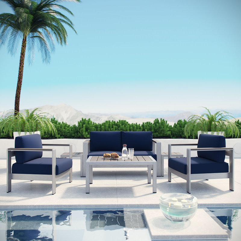 Ensemble de canapé modulaire d'extérieur en aluminium 6 pièces Shore, Marine
