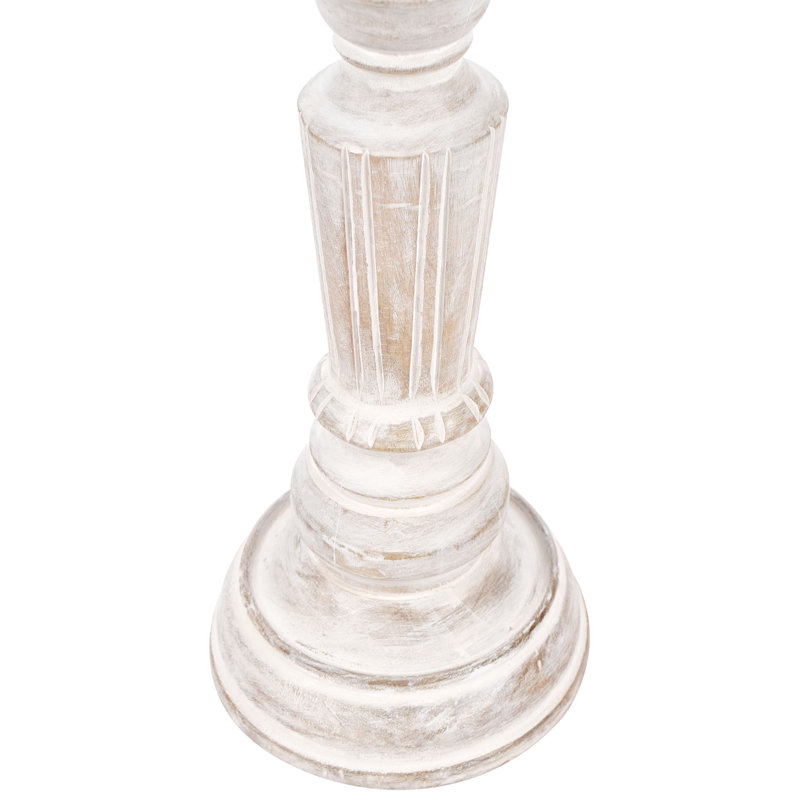 2 Piece Solid Wood Tabletop Candlestick Set