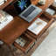 Bureau rectangulaire en bois massif brun noisette-1161728255