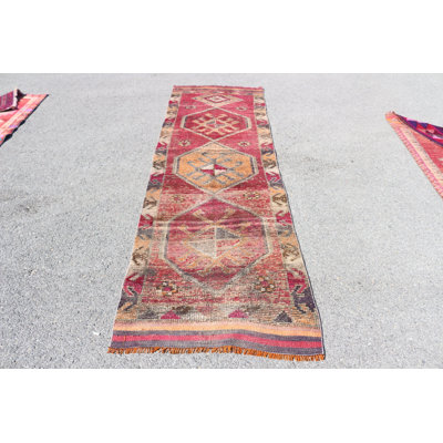 Tapis de couloir turc rétro fait à la main, idéal pour un décor bohème chic dans un vestibule et un couloir rustiques