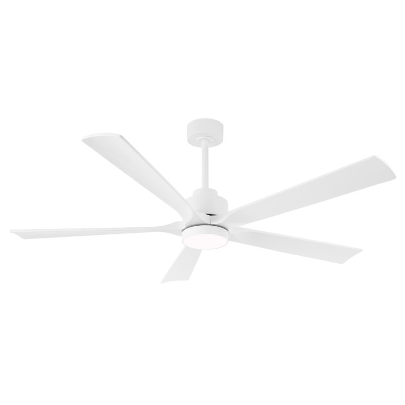 Ventilateur de plafond à DEL 5 pales Bascio, Blanc, H 20,5 po x l 52 po x P 52 po, Blanc