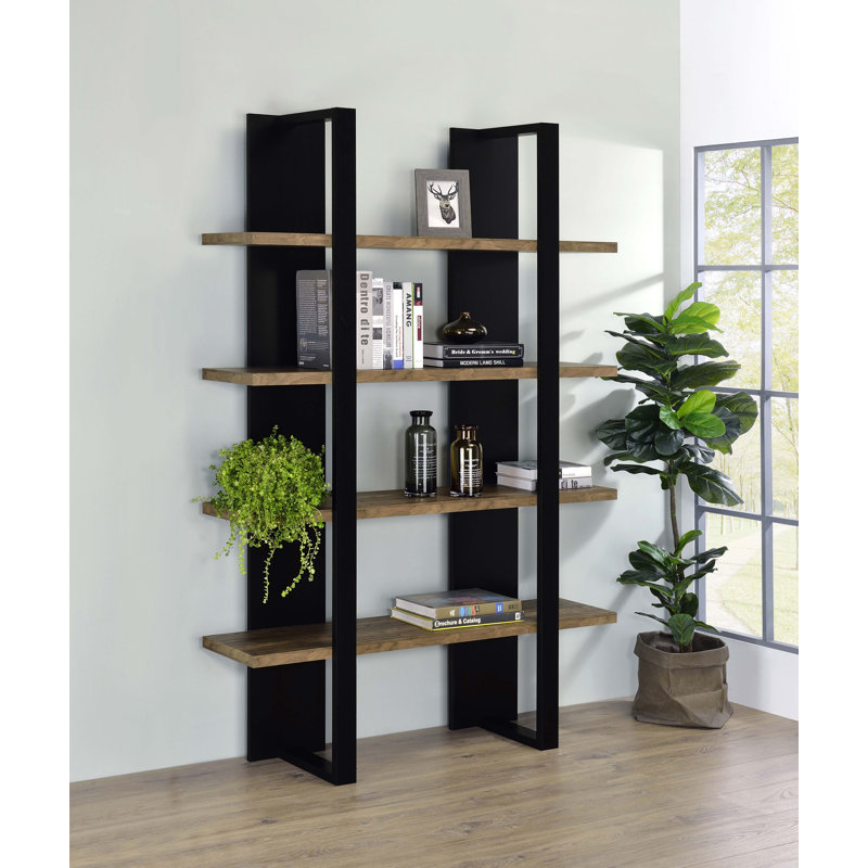 Dewanda 70.75'' H x 47.25'' W Etagere Bookcase, Black/Aged Walnut incor