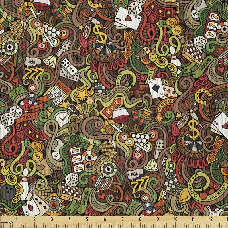 Dagheid Bingo and Cards Excitement Checkers King Tambourine Vegas Fabric