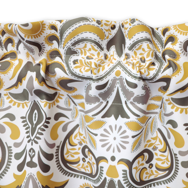 Damask Tailored Window Pelmet, Yellow/Grey