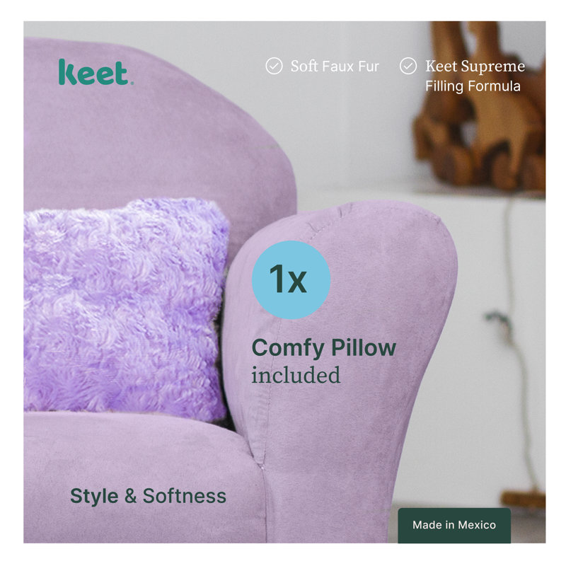 Keet Roundy Plush Chair Microsuede with Accent Pillow, Lavander
