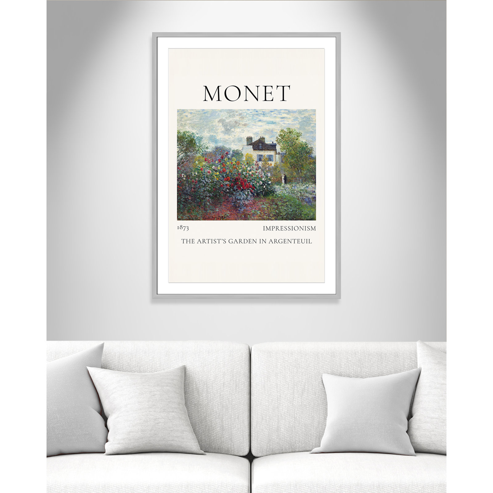 Artists Garden in Argenteuil Print by Claude Monet, Yes, 41.5" H x 29.5" W x 1.25" D, Silver Single Picture Frame