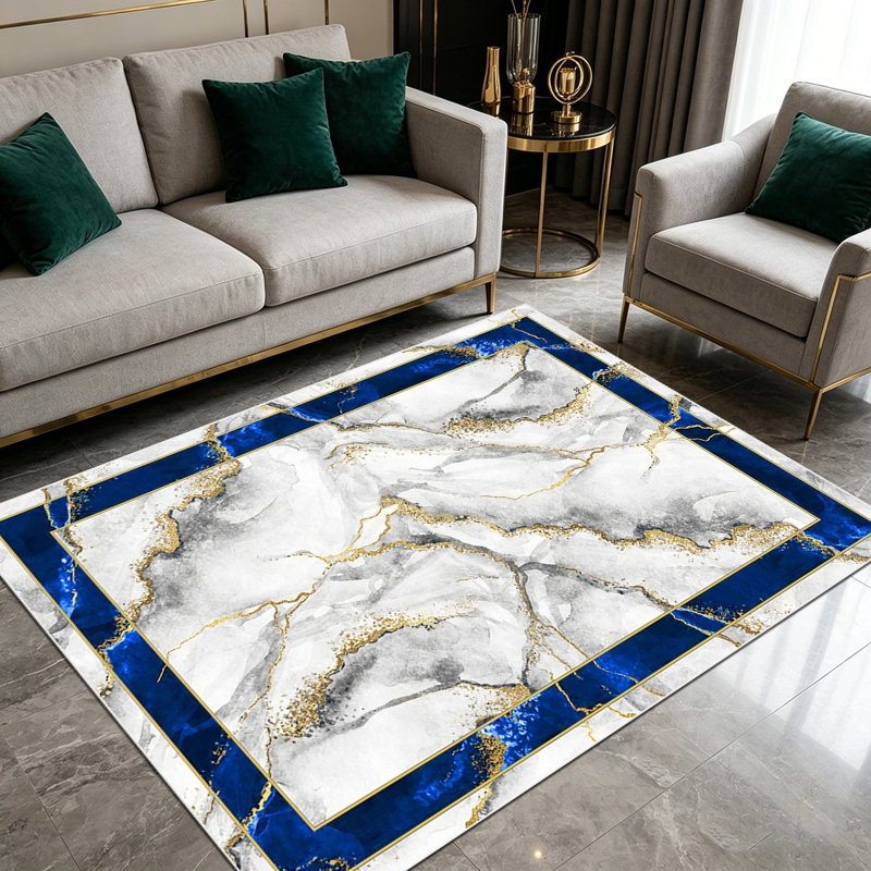 The light luxury marble-patterned carpet brings a sense of elegance, perfectly fitting modern, light luxury, and retro-style homes, instantly elevating the spatial ambiance