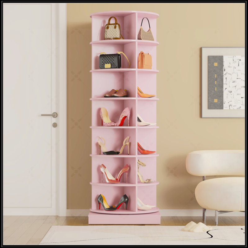 Armoire à chaussures 360 360 °, H 23,62 po x l 56,14 po x P 23,62 po, Rose