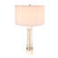Lampe de table cylindrique en marbre blanc et verre avec abat-jour tambour en tissu doux
