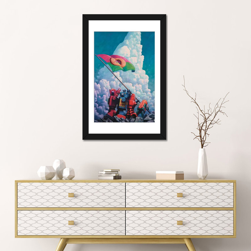 "Iogima" par Eric Joyner, impression sur toile, Papier d'art encadré noir, Blanc, H 24 po x l 16 po x P 1 po