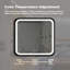 Miroir de meuble-lavabo de salle de bain 32 po x 32 po avec fond de panier, cadre en alliage d'aluminium noir, luminosité élevée, tactile à intensité variable, contrôle de l'interrupteur mural, antibuée, réglable IRC 95 3000K-4500K-6000K, IP54 Waterpr