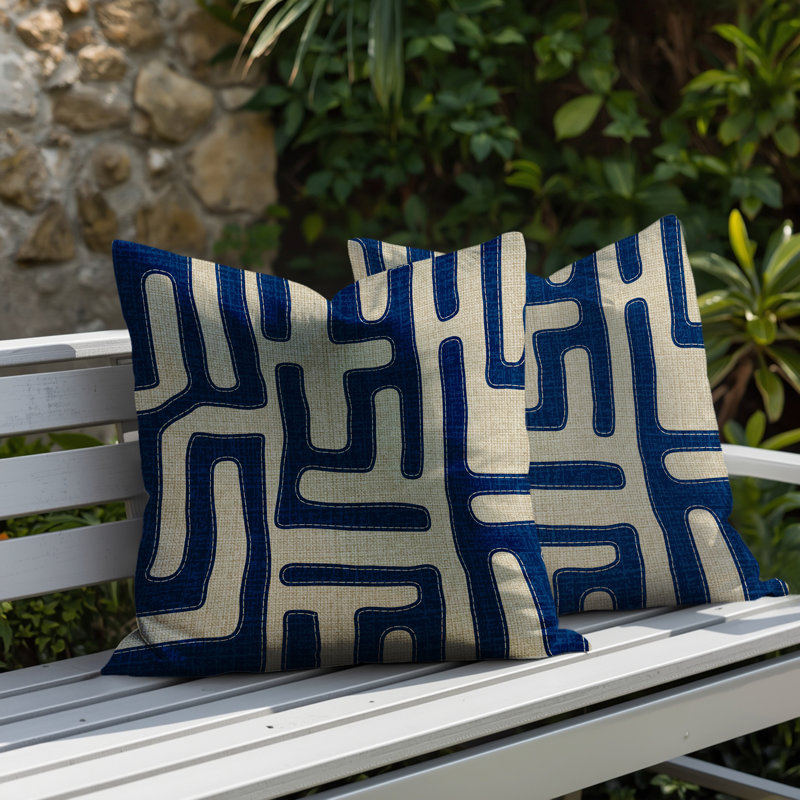 Coussin intérieur / extérieur Tiwa, Marine, 18 x 18