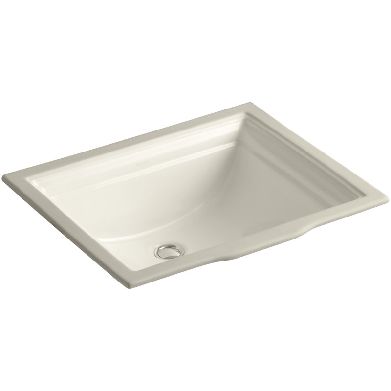 Memoirs Vitreous China Rectangular Undermount Bathroom Sink with Overflow, Almond