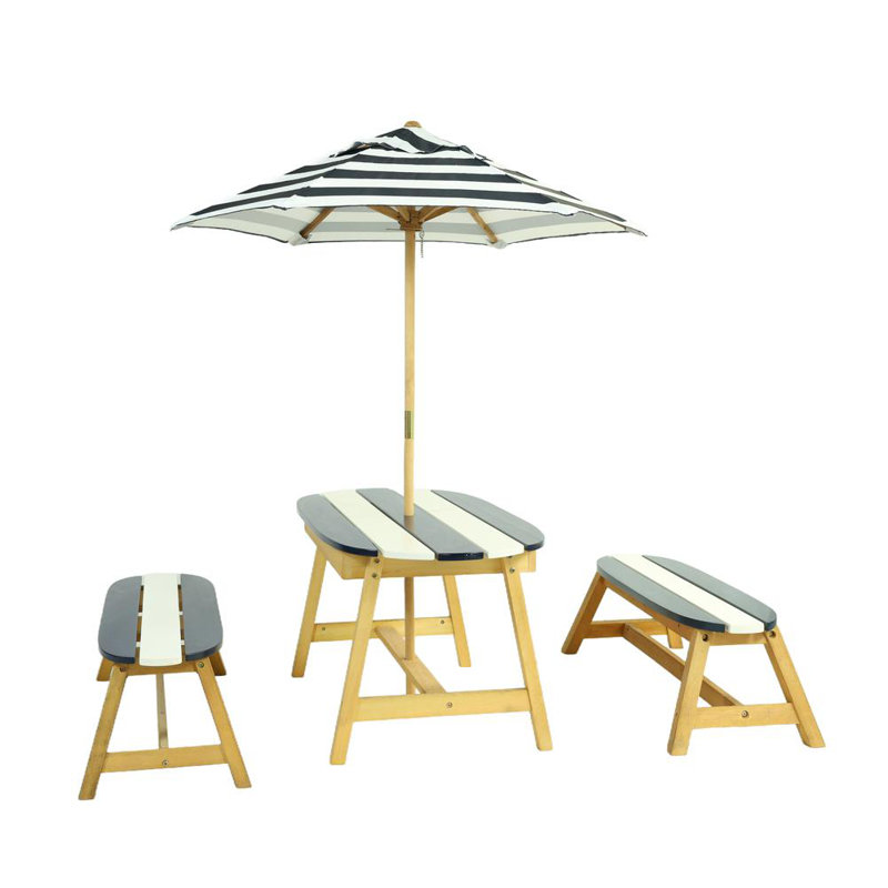 Picnic Table Set (Blue and White Stripes)