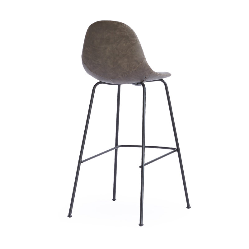 Lana Upholstered Stool with Metal Frame, Gray