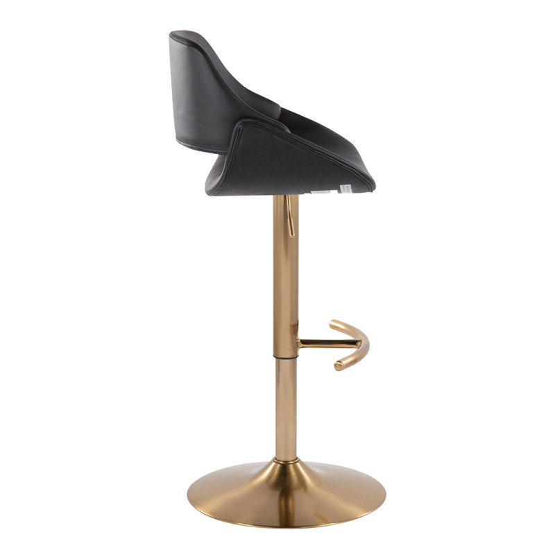 Tabouret de bar réglable Fabrico - ensemble de 2, Doré, Noir
