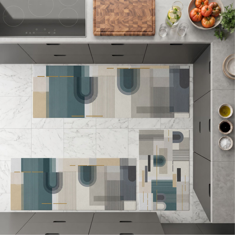 Tapis de cuisine géométriques antidérapants lavables