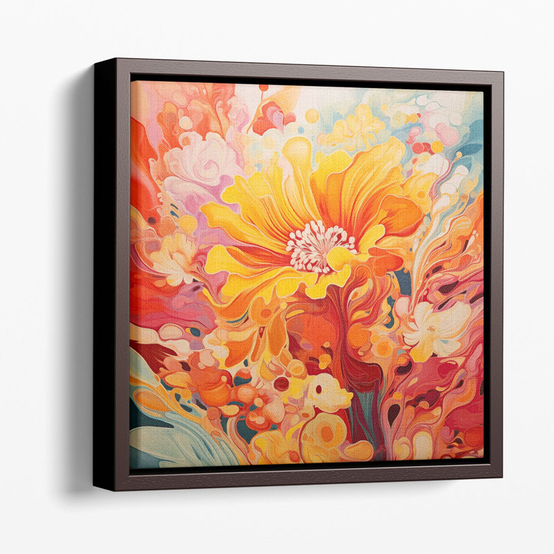 Art mural abstrait harmonie florale, Toile tendue, H 12 po x l 12 po x P 1,25 po
