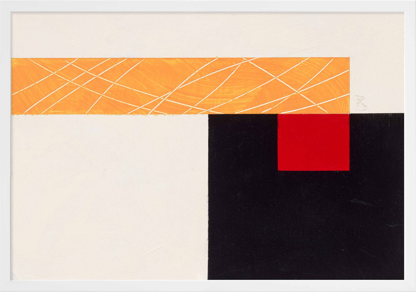 Composition With Yellow 1 by Robert Kamnatnik, 14" H x 20" W x 1.25" D, White Framed Paper